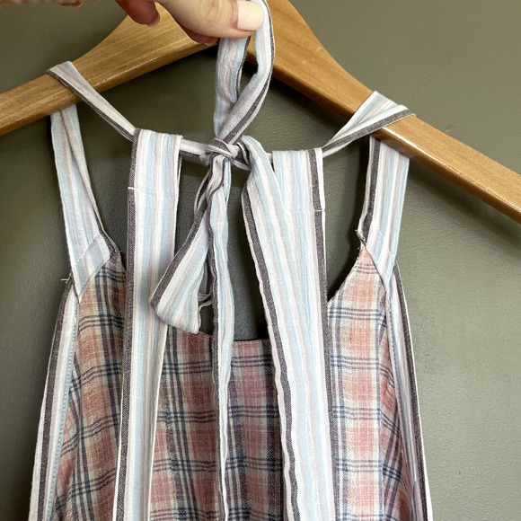 Free People Color Theory Midi Dress Pink Combo Size XS Plaid Backless Sleeveless - Picture 12 of 16
